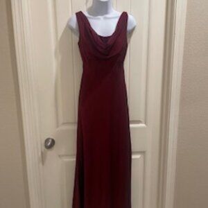 Long Chiffon Drape Front Dress/Burgandy/Size 4